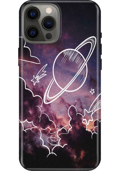 iPhone 12 Pro Max Kılıf Desenli Baskılı Tpu Rubber Kapak Gezegenler