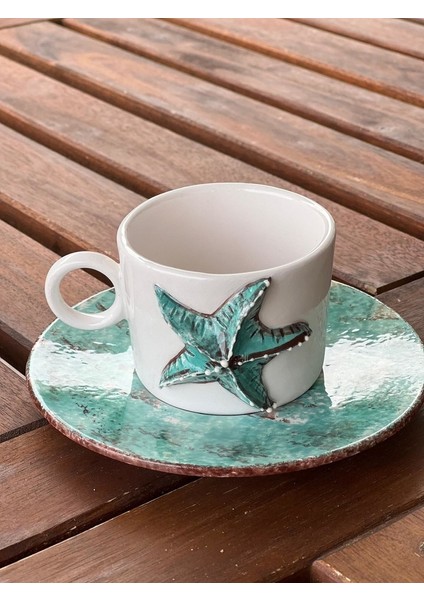 Tabaklı Turkuaz Deniz Yıldızı Fincan fiyatları