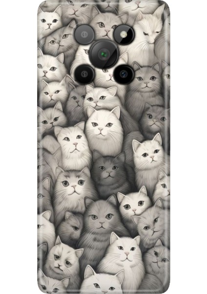 General Mobile Phoneix 5g Kılıf Desenli Baskılı Tpu Rubber Kapak Karakalem Kedi