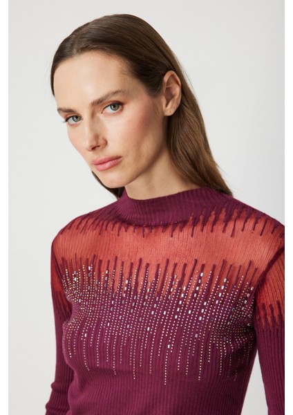 Transparan Detaylı Taşlı Triko Kazak 60390-26K modelleri