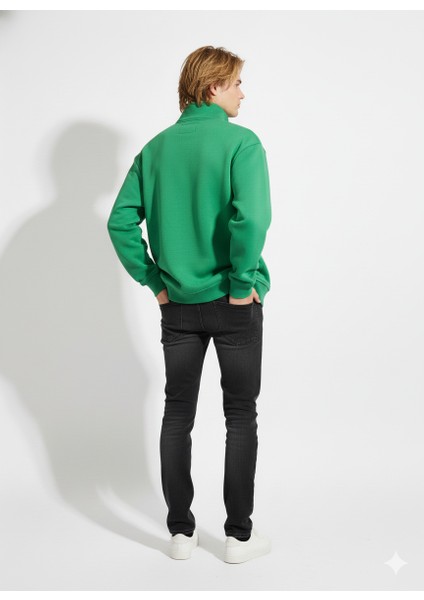 Unisex Regular Çift Iplik Yumuşak Dokulu Düğmeli Sweatshirt modelleri