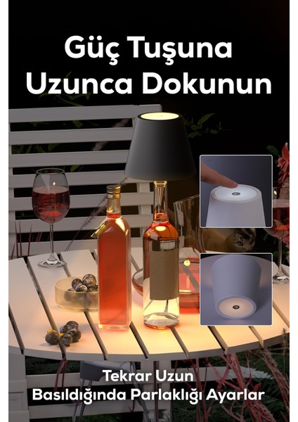 Şarjlı Kablosuz LED Şişe Başlıklı Lamba - 3 Renk Modlu Dokunmatik Dekoratif Masa ve Gece Lambası indirimleri