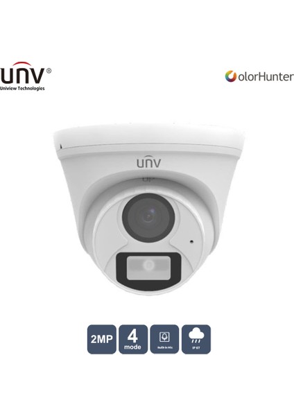 Unıvıew UAC-T112-AF28-W 2mp 2.8mm Colorhunter 20MT IP67 Ahd Dahili Ses Dome Kamera