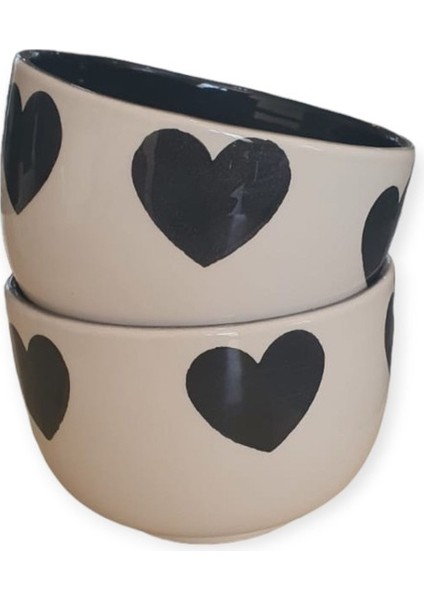 2 Li Içi Dolu Siyah Kalpli Çerezlik Kase fiyatları