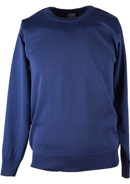 O Yaka Indigo Erkek Kazak YSN01