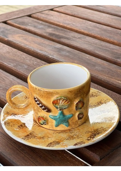 Tabaklı Kumsal Temalı El Yapımı Fincan fiyatları