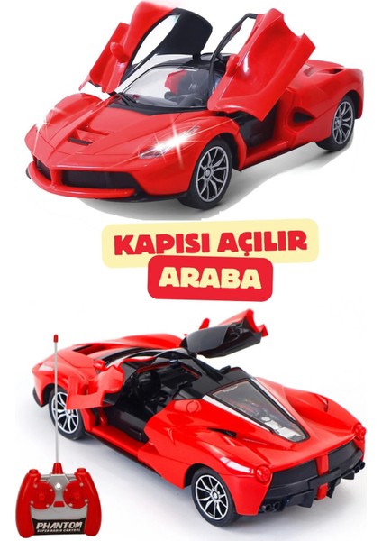 Uzaktan Kumandalı Full Fonksiyon Işıklı Kapısı Açılan Rc Ferrari Spor Araba 19 cm