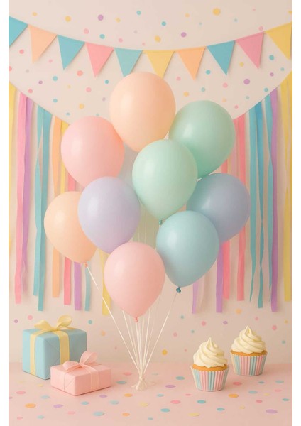 Karışık Makaron Balon Renk Soft Pastel Balon 10 Adet