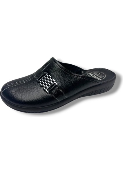 16185-26 Deri Anatomik Tokalı Sabo Kadın Terlik