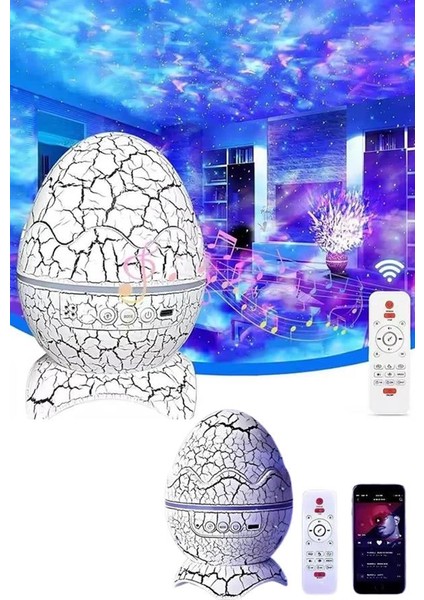 Bluetooth Hoparlör Dinozor Yumurtası Gece Masa Lambası Projektör