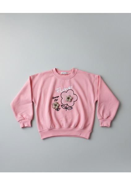 Kız Çocuk Çiçek Nakışlı Sweat Kot Pantolon Alt Üst Takım fiyatları