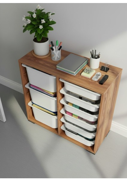 Carla 9 Sepetli Çok Amaçlı Ofis Dolabı Tropik Ceviz modelleri