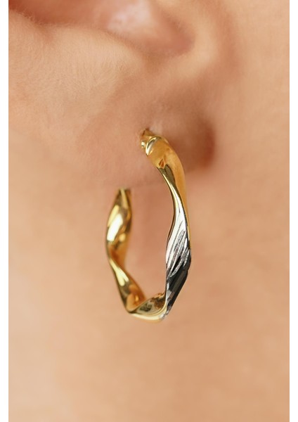 14 Ayar Altın Kıvrımlı Burgu Model Halka Küpe fiyatları