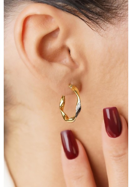 14 Ayar Altın Kıvrımlı Burgu Model Halka Küpe modelleri