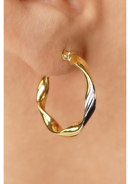 14 Ayar Altın Kıvrımlı Burgu Model Halka Küpe fırsatları