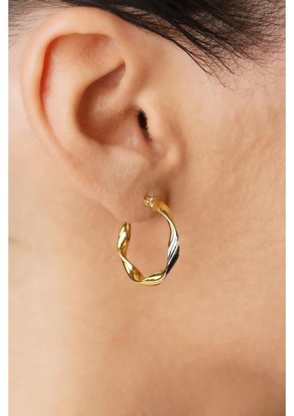 14 Ayar Altın Kıvrımlı Burgu Model Halka Küpe indirimleri