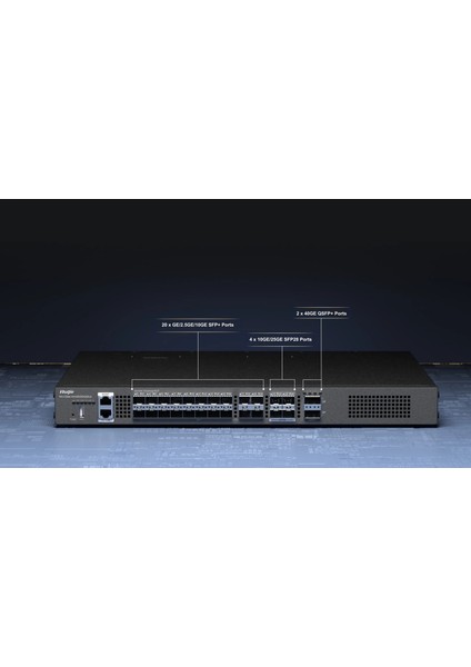 Ruıjıe RG-CS86-20XS4VS2QXS-D 28 Sfp 100/1000M 10/100/1000 2 x 40GBASE-X Qsfp+ Yonetılebılır Rack Mount Swıtch fiyatları