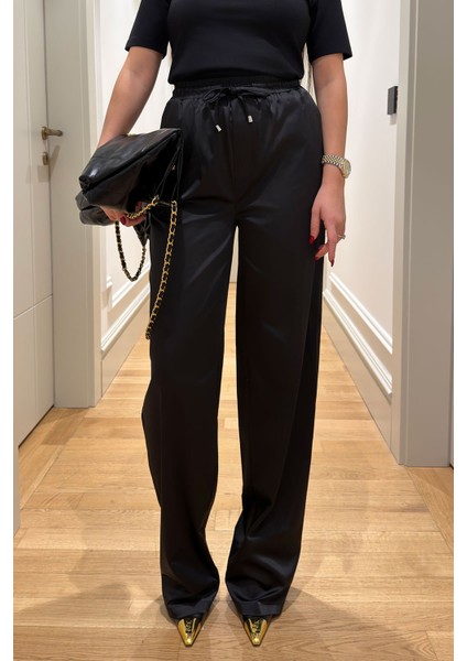 Saten Yeni Sezon Pantolon- Siyah