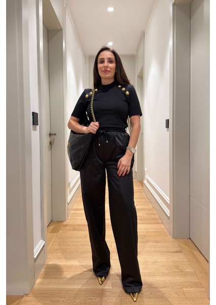 Saten Yeni Sezon Pantolon- Siyah fiyatları