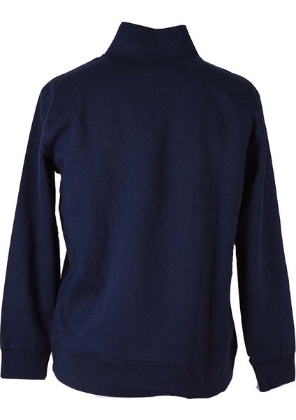 Diyagonel Yarım Fermuarlı 3 Iplik Lacivert Erkek Sweatshirt 5470 modelleri
