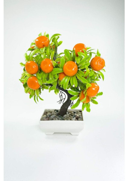 Dekor Ağaç Portakal Ağacı Saksılı Dekoratif Ağaç Biblo 24X13 cm