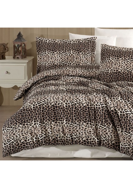 Çift Kişilik Leopar Desen Nevresim Takımı 200X220 | 4 Yastık Kılıfı | Lastikli Çarşaflı 180X200+25
