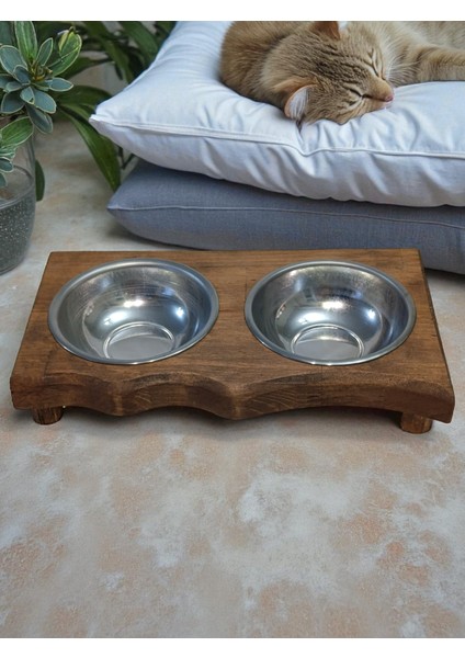 Doğal Masif Ahşap Kedi Köpek Mama Kabı Su Tası Standı Pet Shop fiyatları