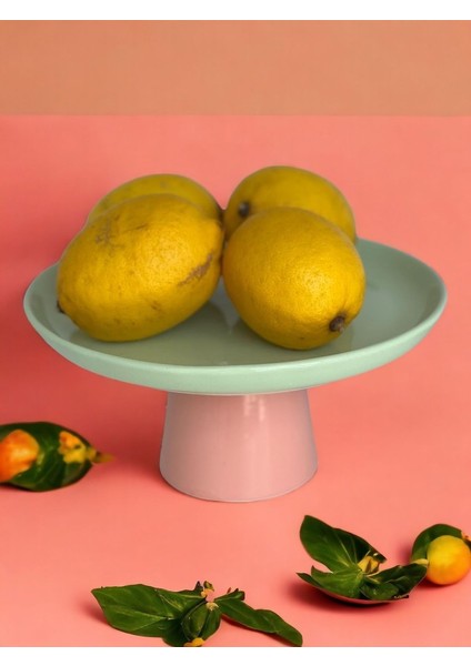 Rengarenk Soft Mint Yeşili Yavru Ağzı Ayaklı Meyvelik Sunum Kasesi Kek Standı