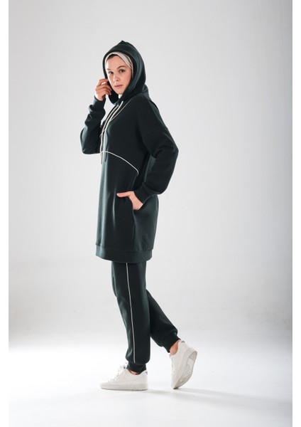 2300_KAPÜŞONLU Ara Biye Detaylı Cepli Pamuk Likralı Eşofman Takım -Double Face Sezonluk Ikili Takım fiyatları