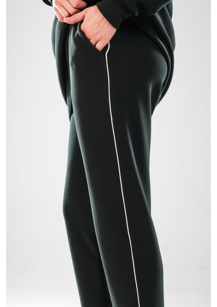 2300_KAPÜŞONLU Ara Biye Detaylı Cepli Pamuk Likralı Eşofman Takım -Double Face Sezonluk Ikili Takım