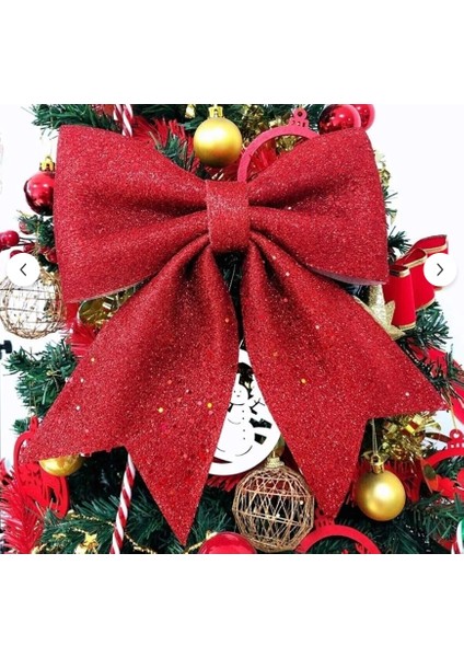 Büyük Fiyonk Kurdele 24X20 cm Parlak Simli Yılbaşı Temalı Kırmızı fiyatları