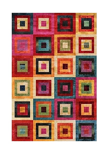 Dizayn Desenli Pamuk Tabanlı Yıkanabilen Kaydırmaz Antibakteriyel Salon Halısı 60X190