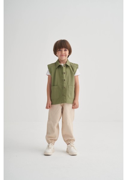 Gabardin Yelek 2-7 Yaş Olive