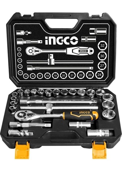 Ingco HKTS12251 Endüstriyel 25 Parça 1/2'' Lokma Seti 10-32MM