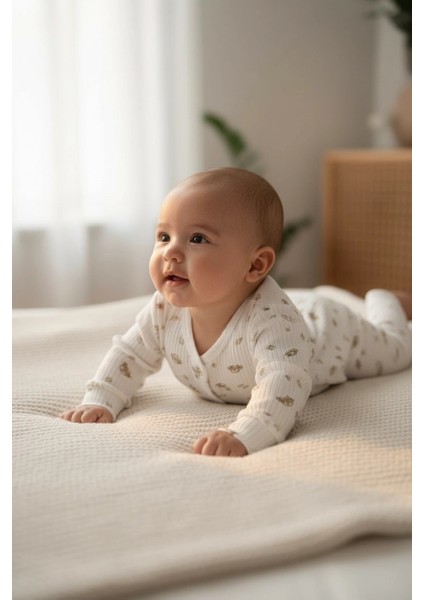 Sarakids Erkek Bebek Yeni Doğan Beyaz Kahverengi Araba Desenli Tulum modelleri