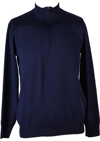 Yarım Fermuarlı Lacivert Erkek Kazak ALP01