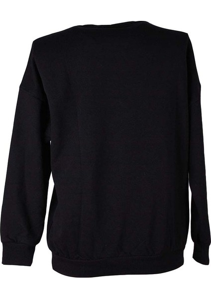 26KI40000066 Siyah Kadın Sweatshirt 6605 modelleri