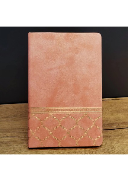 Somon Rengi Desenli Deri Defter