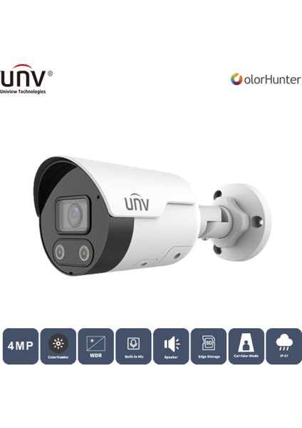 Unıvıew IPC2124LE-ADF28KMC-WL 4mp 2.8mm Colorhunter H265+ IP67 Dahili Ses/hoparlör Ir Bullet Ip Kamera fiyatları