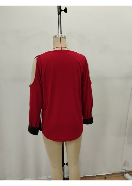 Kadın Uzun Kollu V Yakalı Omuzlardan Açık Sandy Bluz indirimleri