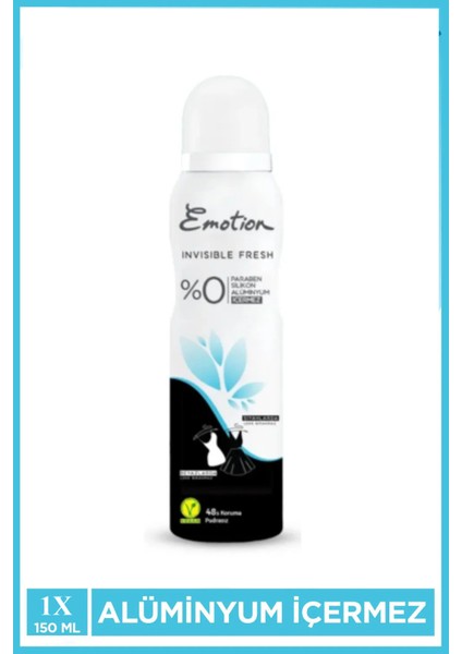 Emotion Invisible Fresh Black & White Kadın Deodorant 150ML Vegan, Leke Bırakmaz