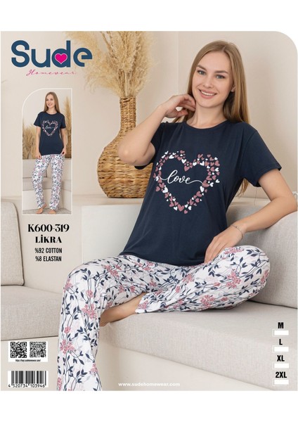 600-319 Kısa Kol Kadın %92COTTON Likralı Bayan Pijamatakımı-Siyah-