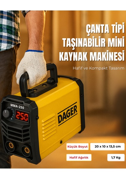MMA250 250 Amper Inverter Mini Çanta Kaynak Makinesi Seti | IGBT | Dijital Ekran | Elektrod + Maske + Eldiven modelleri