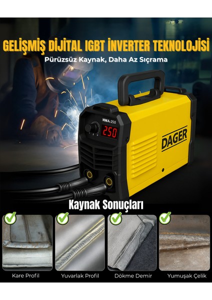 MMA250 250 Amper Inverter Mini Çanta Kaynak Makinesi Seti | IGBT | Dijital Ekran | Elektrod + Maske + Eldiven fırsatları