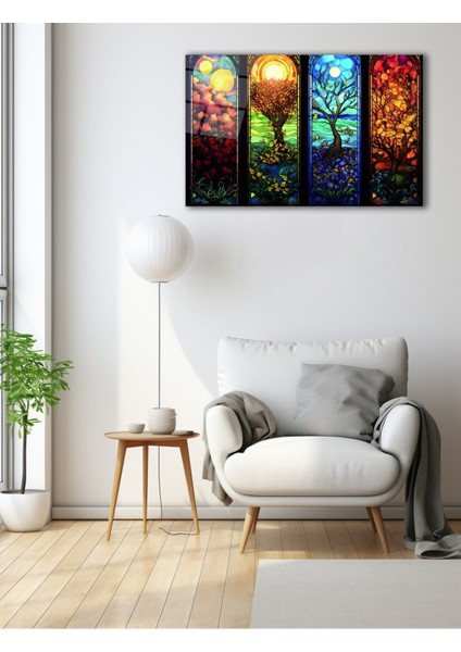 Rengarenk Dünya Haritası Cam Tablo