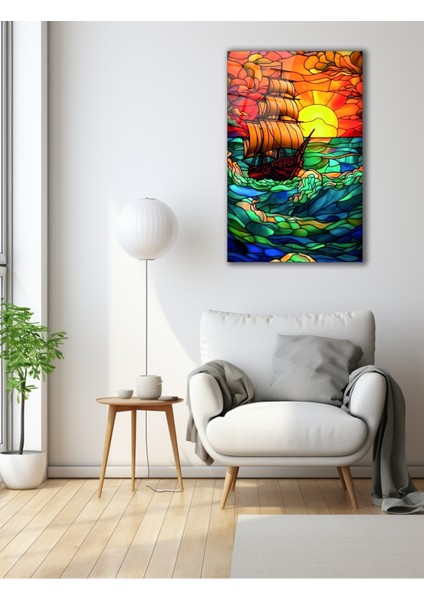 Vitray Korsan Gemisi Cam Tablo fırsatları