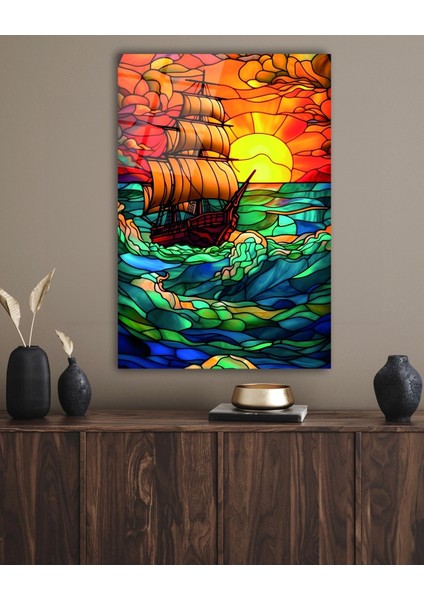 Vitray Korsan Gemisi Cam Tablo indirimleri