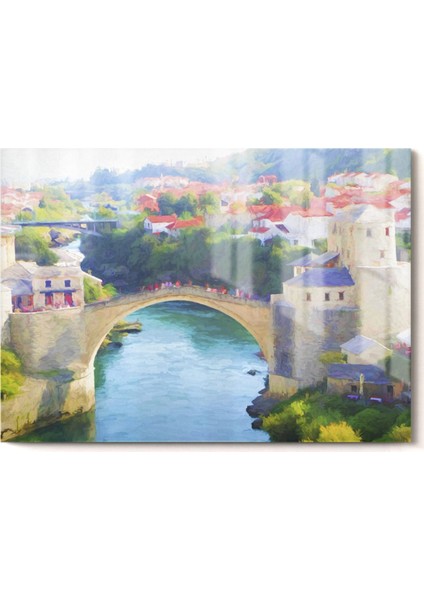 Mostar Köprüsü| Şehir Temalı Cam Tablo | 50X70 cm modelleri