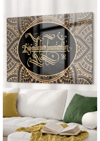 Besmele Yazısı | Dini Temalı Cam Tablo| 50X70 cm