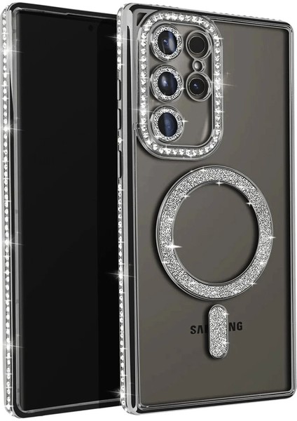 Samsung Galaxy S25 Ultra Kılıf Joke Simli Magneticsafe Kılıf - Siyah